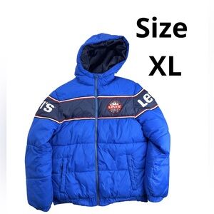 Levi’s Blue Puffer Jacket XL Hooded Insulated Winter Coat Unisex